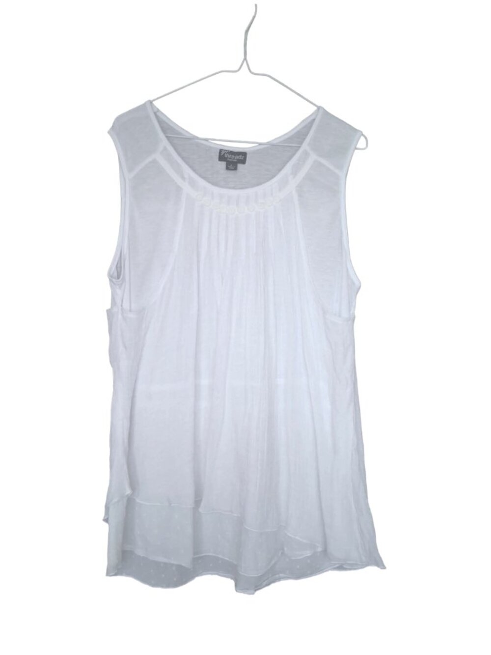 Threadz Sleeveless Layered Cotton Shirt, Size Large